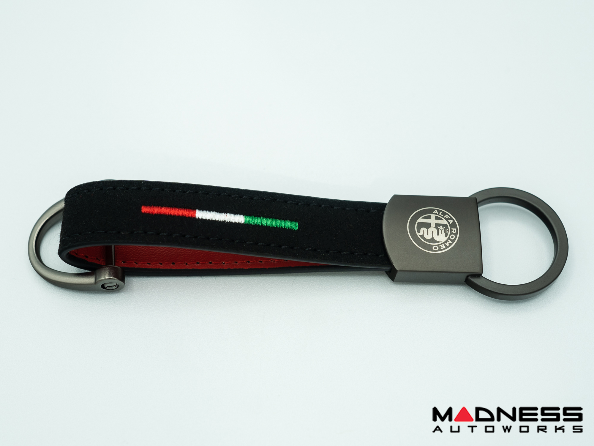 Keychain - Leather - Alfa Romeo Crest + Italian Flag